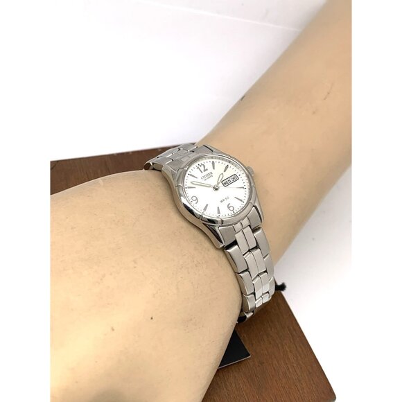 Citizen Women's Watch EQ0540-57A Quartz Silver Dial Day Date Petite 25mm Steel - Picture 5 of 14